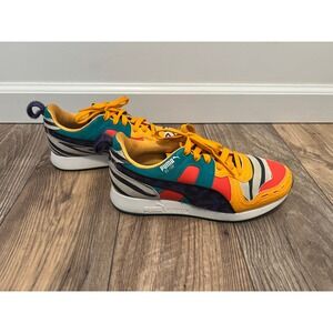 Puma RS 100 Kids Sneakers Shoes Yellow Teal Orange Zebra Print Size 5C